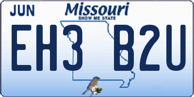 MO license plate EH3B2U