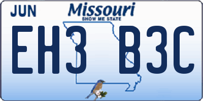 MO license plate EH3B3C