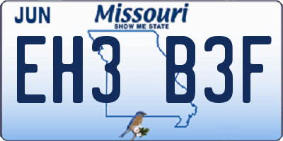 MO license plate EH3B3F
