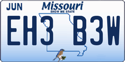 MO license plate EH3B3W