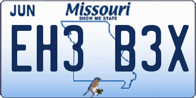 MO license plate EH3B3X