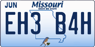 MO license plate EH3B4H