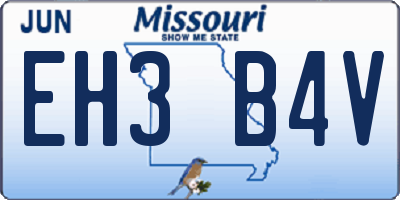 MO license plate EH3B4V