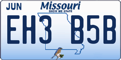 MO license plate EH3B5B