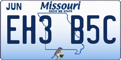 MO license plate EH3B5C