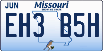MO license plate EH3B5H