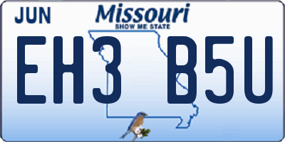 MO license plate EH3B5U