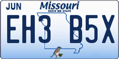 MO license plate EH3B5X