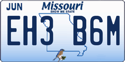 MO license plate EH3B6M