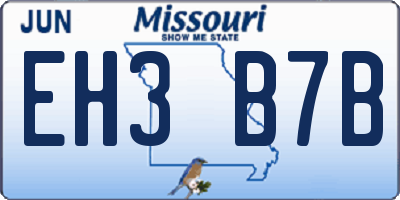 MO license plate EH3B7B