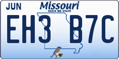 MO license plate EH3B7C