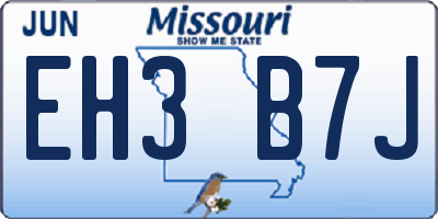MO license plate EH3B7J