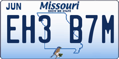 MO license plate EH3B7M