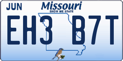 MO license plate EH3B7T