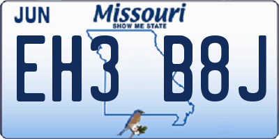 MO license plate EH3B8J