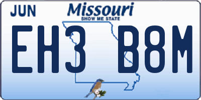 MO license plate EH3B8M