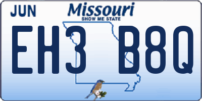 MO license plate EH3B8Q
