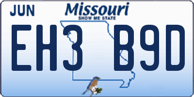 MO license plate EH3B9D