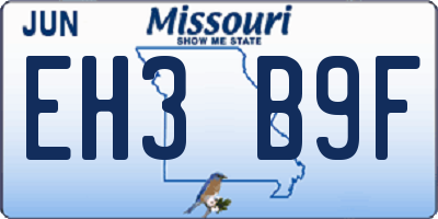 MO license plate EH3B9F