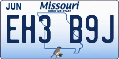 MO license plate EH3B9J