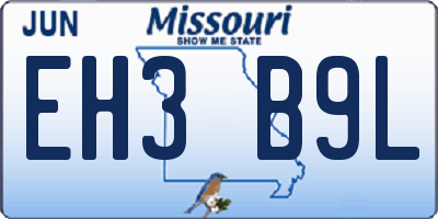 MO license plate EH3B9L