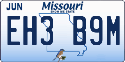 MO license plate EH3B9M
