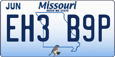MO license plate EH3B9P