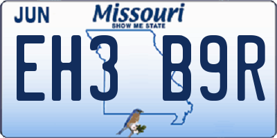 MO license plate EH3B9R