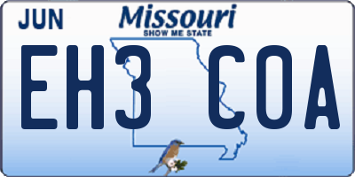 MO license plate EH3C0A