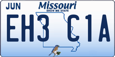MO license plate EH3C1A