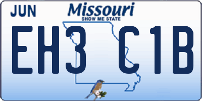 MO license plate EH3C1B