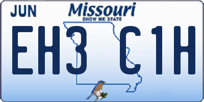 MO license plate EH3C1H
