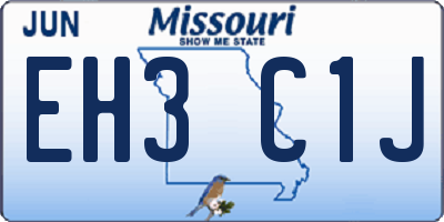 MO license plate EH3C1J