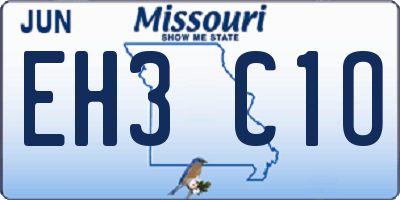 MO license plate EH3C1O