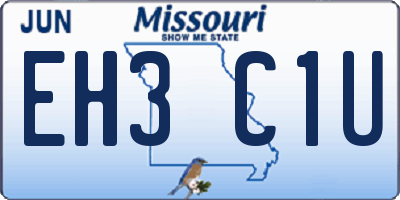 MO license plate EH3C1U