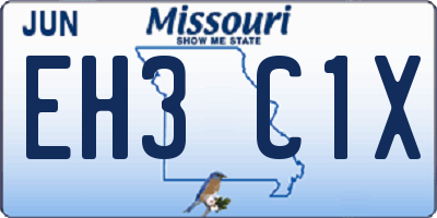 MO license plate EH3C1X