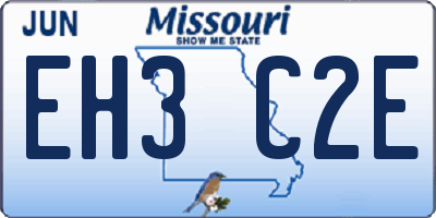 MO license plate EH3C2E