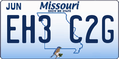 MO license plate EH3C2G