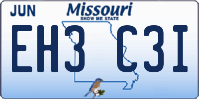 MO license plate EH3C3I