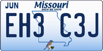 MO license plate EH3C3J