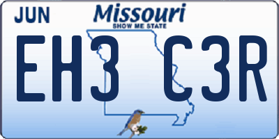 MO license plate EH3C3R