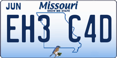 MO license plate EH3C4D