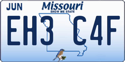MO license plate EH3C4F