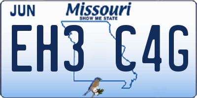 MO license plate EH3C4G