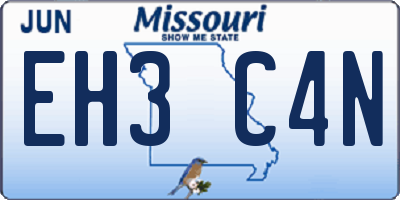 MO license plate EH3C4N