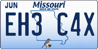 MO license plate EH3C4X