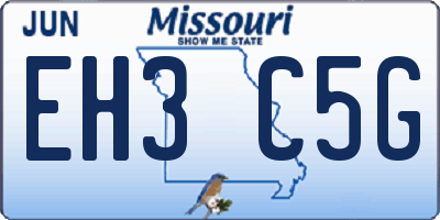 MO license plate EH3C5G