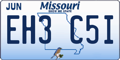 MO license plate EH3C5I