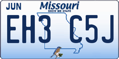 MO license plate EH3C5J