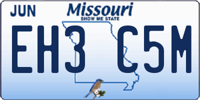 MO license plate EH3C5M